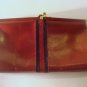 Red Striped Leather Clutch