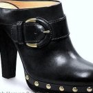 COACH ELAINE MATTE BLACK LEATHER MULES 6M