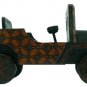 Hand-crafted Wooden Miniature Vintage Car with Batik Motive, Jeep Willys (Scale 1:16)