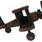 Hand-crafted Wooden Miniature Vintage Propeller Biplane with Batik Motive (Scale 1:31)