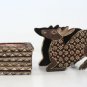 Hand-crafted Wooden Coasters in Deer shaped Holder with Batik Motives
