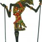 Hand-crafted Wood Shadow Puppet (Wayang Kulit) with Batik Motives, Sita of Ramayana Epic (S)