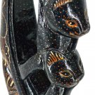 Hand-crafted Wood Figurine with Batik Motives, Loving Cat Couples Hand-crafted Wood Figurine with Batik Motives, Loving Cat Couples