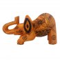 Hand-crafted Wood Figurine with Batik Motives, Crounching Elephant