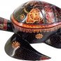 Hand-crafted Wood Figurine with Batik Motives, Sea Turtle Trinket Box