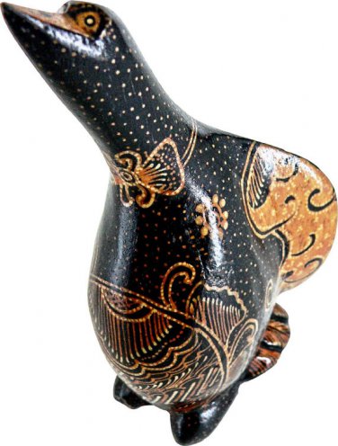 Hand-crafted Wood Figurine with Batik Motives, Royal Penguin