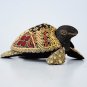 Hand-crafted Wood Figurine with Batik Motives, Sea Turtle Trinket Box (M)