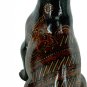 Hand-crafted Wood Figurine with Batik Motives, Sitting Puppy