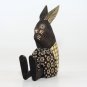 Hand-crafted Wood Figurine with Batik Motives, Shaking-legs Rabbit (M)