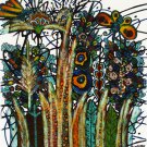 Original Batik Art Painting on Cotton, 'Luxuriant Grass' by M. Yono (45cm x 50cm)