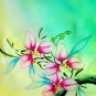 Original Batik Art Painting on Silk, 'Exotic Orchids' by Musa (21cm x 30cm)