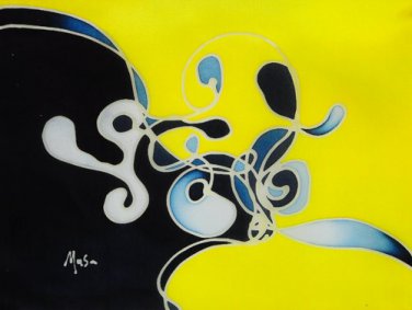 Original Batik Art Painting on Silk, 'Abstract' by Musa (20cm x 15cm)