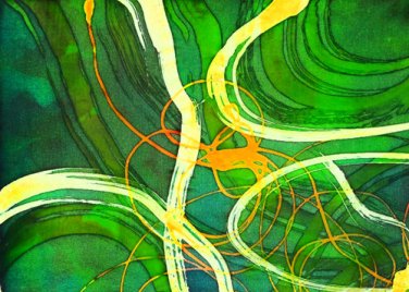 Original Batik Art Painting on Silk, 'Abstract' by Musa (18cm x 13cm)
