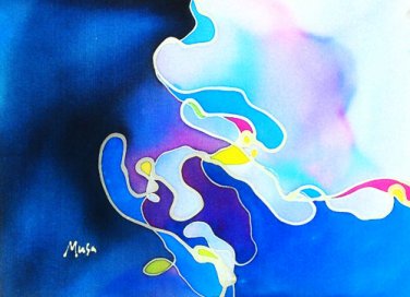 Original Batik Art Painting on Silk, 'Abstract' by Musa (18cm x 13cm)