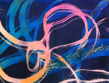 Original Batik Art Painting on Silk, 'Abstract' by Musa (18cm x 13cm)