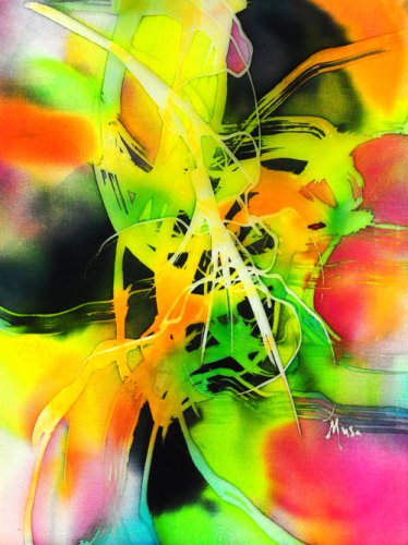 Original Batik Art Painting on Silk, 'Abstract' by Musa (13cm x 18cm)