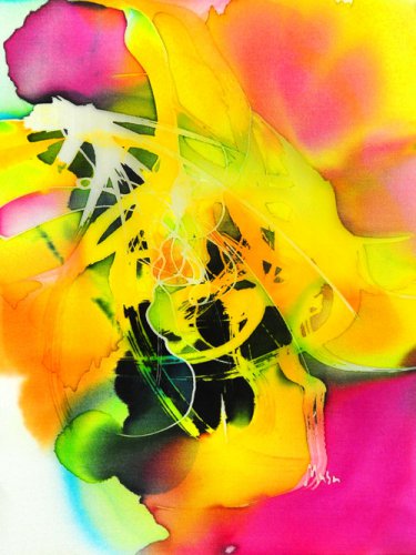 Original Batik Art Painting on Silk, 'Abstract' by Musa (13cm x 18cm)