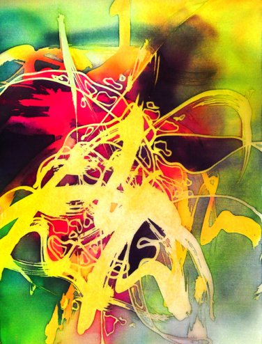 Original Batik Art Painting on Silk, 'Abstract' by Musa (13cm x 18cm)