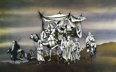 Original Batik Art Painting on Cotton, 'Desert Traveller' by Mohsein (150cm x 90cm)