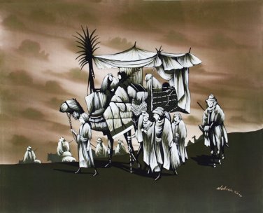 Original Batik Art Painting on Cotton, 'Desert Traveller' by Mohsein (90cm x 75cm)