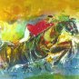 Original Batik Art Painting on Cotton, 'The Jockey' by Kapitan (90cm x 75cm)
