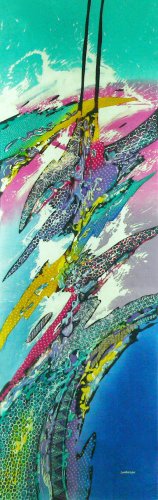 Original Batik Art Painting on Cotton, 'Abstract' by Johan (45cm x 150cm)