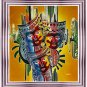 Original Batik Art Painting on Cotton, 'Mask' by Johan (45cm x 50cm)