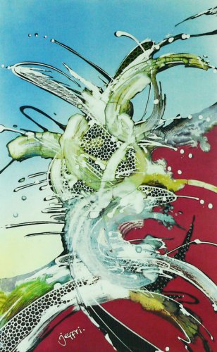 Original Batik Art Painting on Cotton, 'Abstract' by Jeffri (45cm x 75cm)