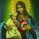 Original Batik Art Painting on Cotton, 'Virgin Mary with Baby Jesus' by Hamidi (75cm x 90cm) Original Batik Art Painting on Cotton, 'Virgin Mary with Baby Jesus' by Hamidi (75cm x 90cm)