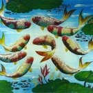 Original Batik Art Painting on Cotton, 'Koi Fish' by Hamidi (90cm x 75cm)