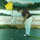 Original Batik Art Painting on Cotton, 'Golfer' by Hamidi (75cm x 90cm)