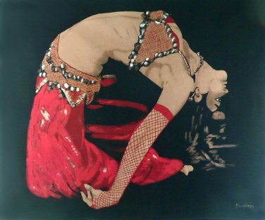 Original Batik Art Painting on Cotton, 'Belly Dancer' by Hamidi (90cm x 75cm)