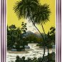 Original Batik Art Painting on Cotton, 'Village Scenery' by Hamidi (45cm x 75cm)