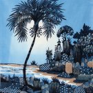 Original Batik Art Painting on Cotton, 'Village Scenery' by Hamidi (45cm x 50cm)