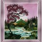 Original Batik Art Painting on Cotton, 'Village Scenery' by Hamidi (45cm x 50cm)