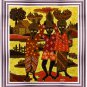 Original Batik Art Painting on Cotton, 'Fruit Sellers' by Agung (45cm x 50cm)