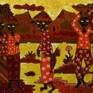 Original Batik Art Painting on Cotton, 'Village Traders' by Agung (75cm x 45cm)