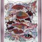 Original Batik Art Painting on Cotton, 'Fish and Longevity' by Agung (75cm x 90cm)