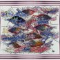 Original Batik Art Painting on Cotton, 'Fish and Prosperity' by Agung (90cm x 75cm)