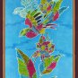 Original Batik Art Painting on Cotton, 'Oriental Bird' by Anfei (45cm x 75cm)