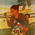 Original Batik Art Painting on Cotton, 'Lady with Child' by Dzakaria (45cm x 75cm)
