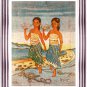 Original Batik Art Painting on Cotton, 'Dancing Girls' by Dzakaria (45cm x 75cm)