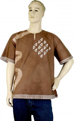 Eco-friendly Natural Dyed Batik Short Sleeves Shirt