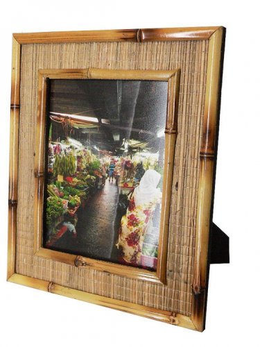 Hand-crafted Natural Bamboo Mendong Picture Frame Two-ways (6"&Atilde;�8" or 8"x6") With Stand
