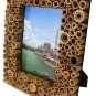 Hand-crafted Natural Bamboo Dot Picture Frame Two-ways (5"x7" or 7"x5") with Stand