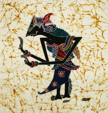 Original Batik Art Painting on Cotton Fabric, 'Wayang Kulit' By Khairy (45cm X 50cm)