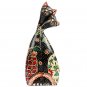 Hand-crafted Wood Figurine with Batik Motives, loving couple cats