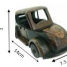 Hand-crafted Wooden Miniature Vintage Car with Batik Motive, Volkswagen Beetle (Scale 1:16)