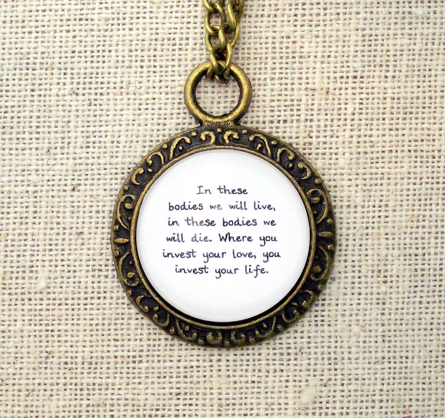Mumford and Sons Awake My Soul Inspired Lyrical Quote Necklace Brass 18 inches
