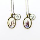 Nightmare Before Christmas Handcrafted Her Jack and His Sally Couples Necklace (Brass, 18 inches)